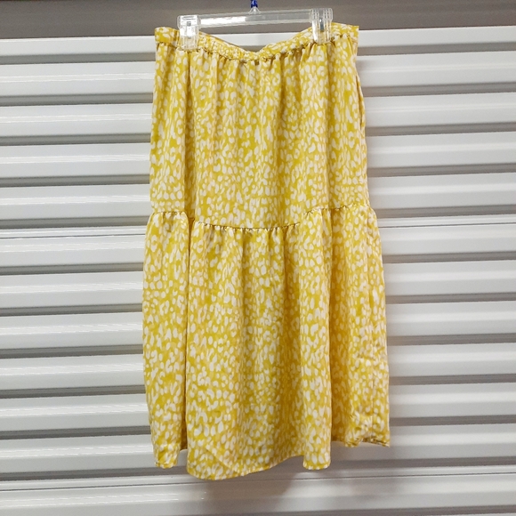 Who What Wear Citrus Leopard Print Skirt Women's Size Large Yellow Tiered - Picture 7 of 10